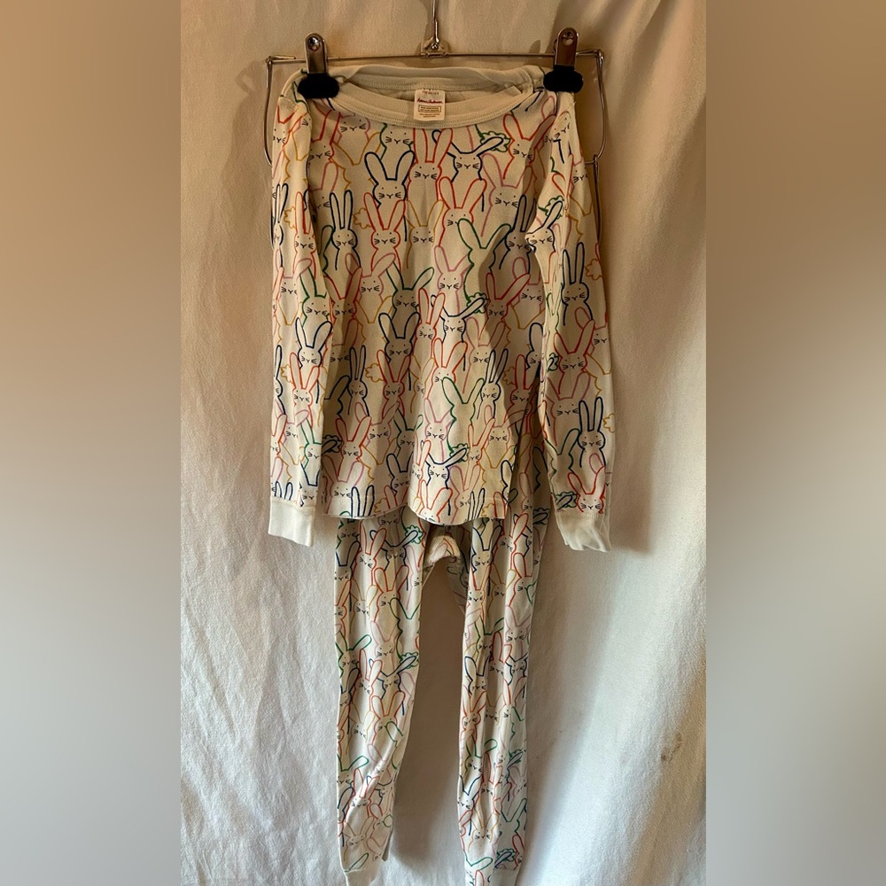 Hanna Andersson Multicolor Bunny Pajama Set Girls 8 Easter PJs